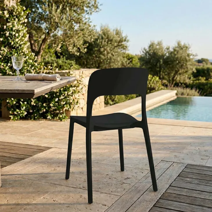 Sedia da giardino esterno bar dehors impilabile polipropilene nera Halyard