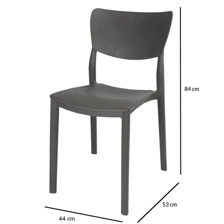 Sedia da giardino esterno bar dehors impilabile polipropilene grigio Tania