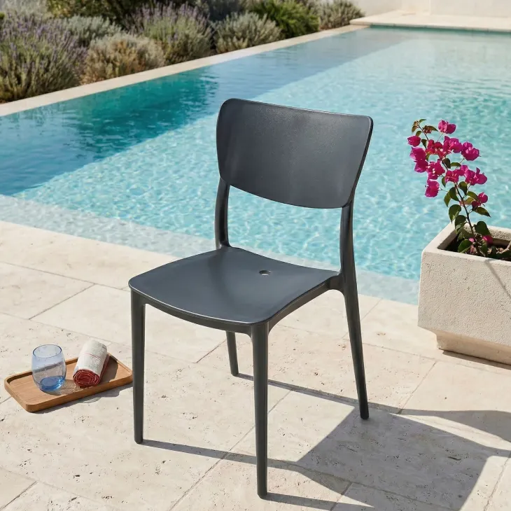 Sedia da giardino esterno bar dehors impilabile polipropilene grigio Tania