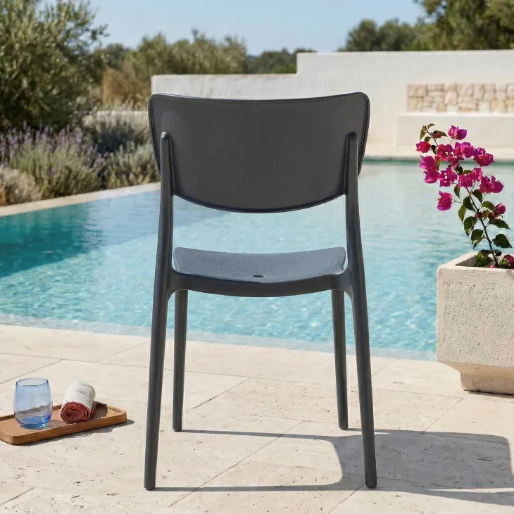 Sedia da giardino esterno bar dehors impilabile polipropilene grigio Tania