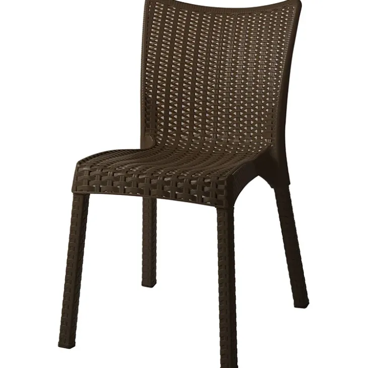 Sedia da giardino esterno bar impilabile polipropilene effetto rattan marrone Rossana