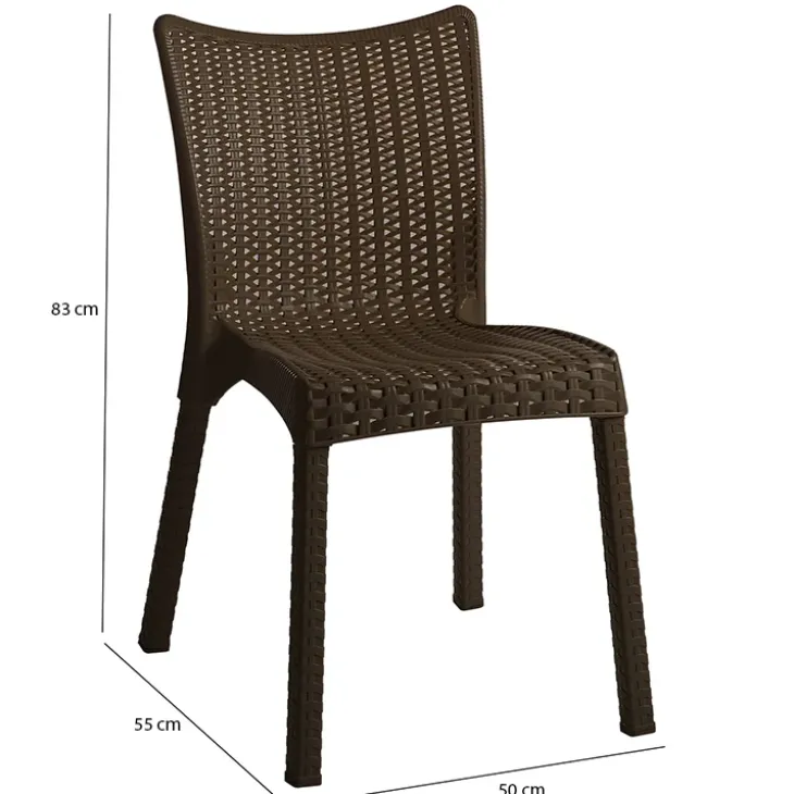 Sedia da giardino esterno bar impilabile polipropilene effetto rattan marrone Rossana
