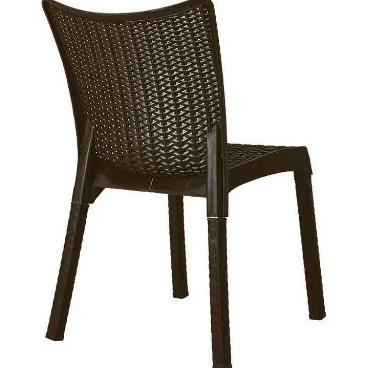 Sedia da giardino esterno bar impilabile polipropilene effetto rattan marrone Rossana