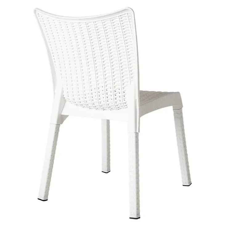 Sedia da giardino esterno bar impilabile polipropilene effetto rattan bianco Rossana