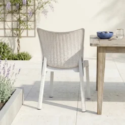 Sedia da giardino esterno bar impilabile polipropilene effetto rattan bianco Rossana