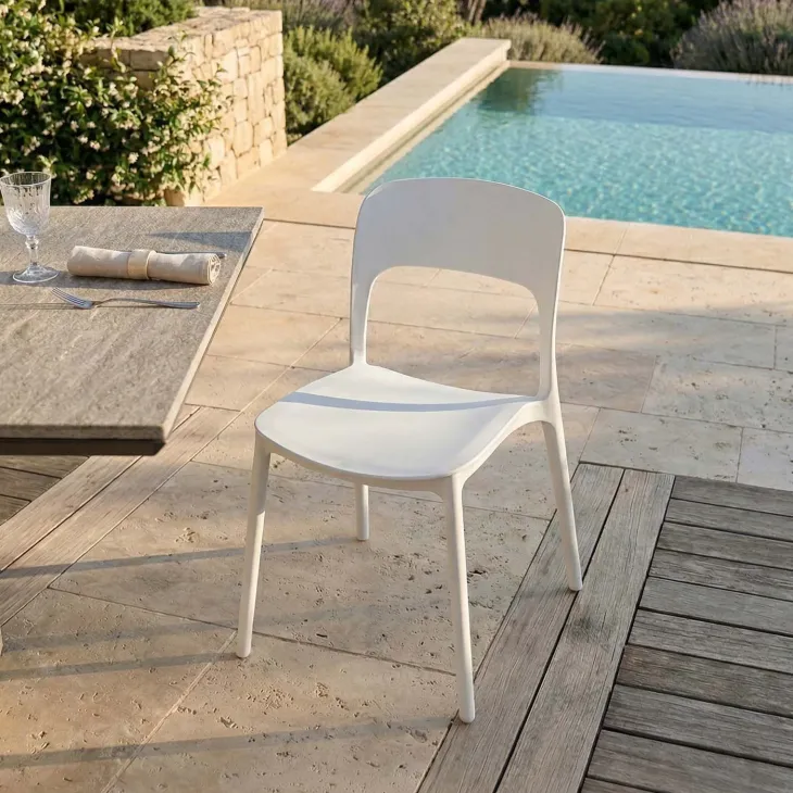 Sedia da giardino esterno bar dehors impilabile polipropilene bianca Halyard