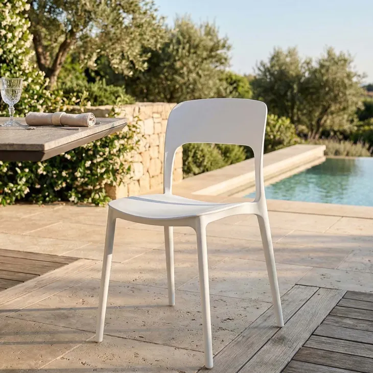 Sedia da giardino esterno bar dehors impilabile polipropilene bianca Halyard