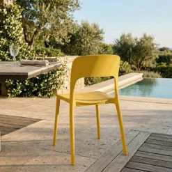 Sedia da giardino esterno bar dehors impilabile polipropilene gialla Halyard