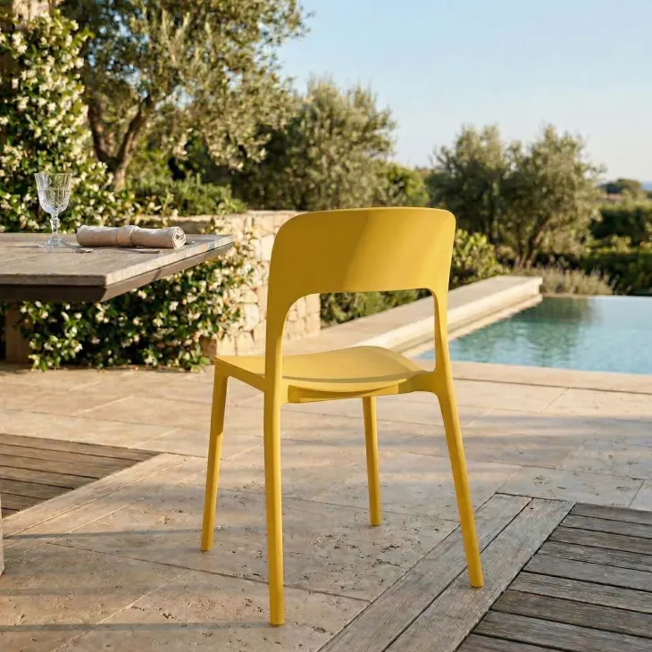 Sedia da giardino esterno bar dehors impilabile polipropilene gialla Halyard