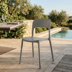 Sedia da giardino esterno bar dehors impilabile polipropilene grigia Halyard