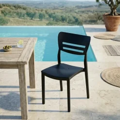 Sedia da giardino esterno bar dehors impilabile polipropilene nera Greta