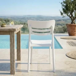 Sedia da giardino esterno bar dehors impilabile polipropilene bianco Greta