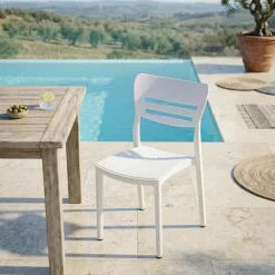 Sedia da giardino esterno bar dehors impilabile polipropilene bianco Greta