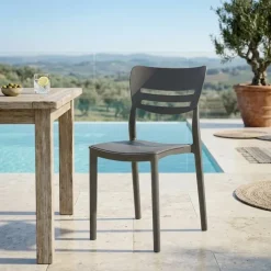 Sedia da giardino esterno bar dehors impilabile polipropilene grigio antracite Greta