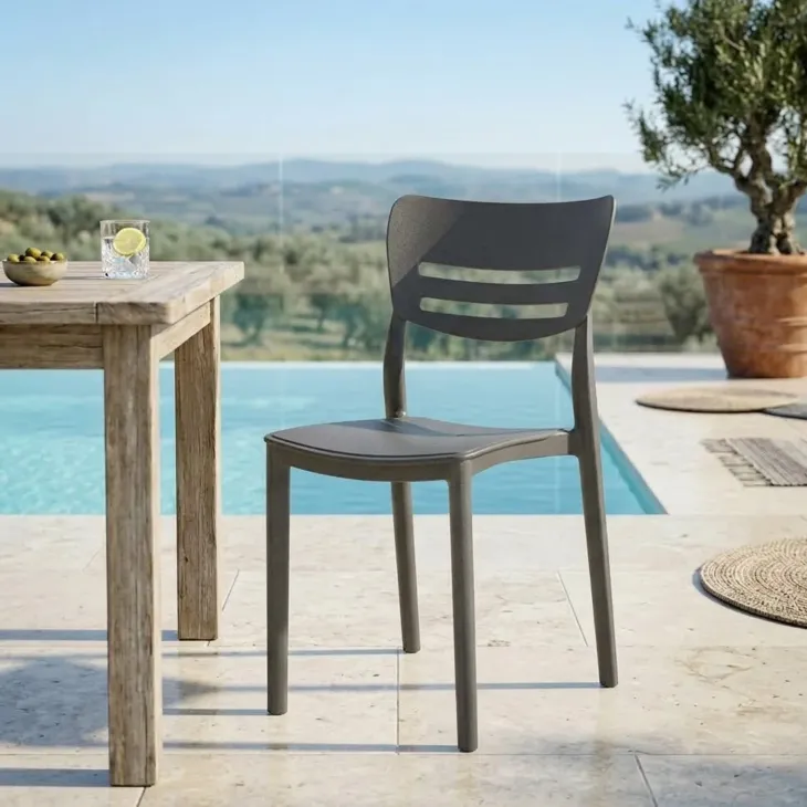 Sedia da giardino esterno bar dehors impilabile polipropilene grigio antracite Greta