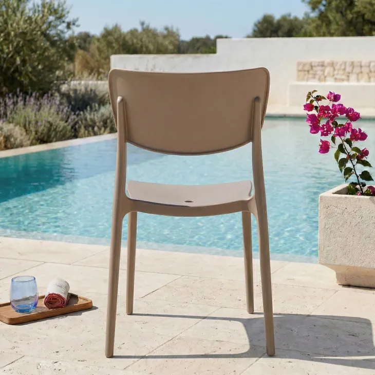 Sedia da giardino esterno bar dehors impilabile polipropilene beige tortora Tania