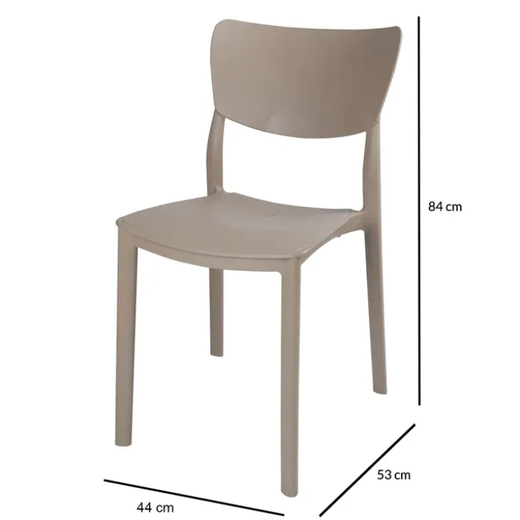 Sedia da giardino esterno bar dehors impilabile polipropilene beige tortora Tania