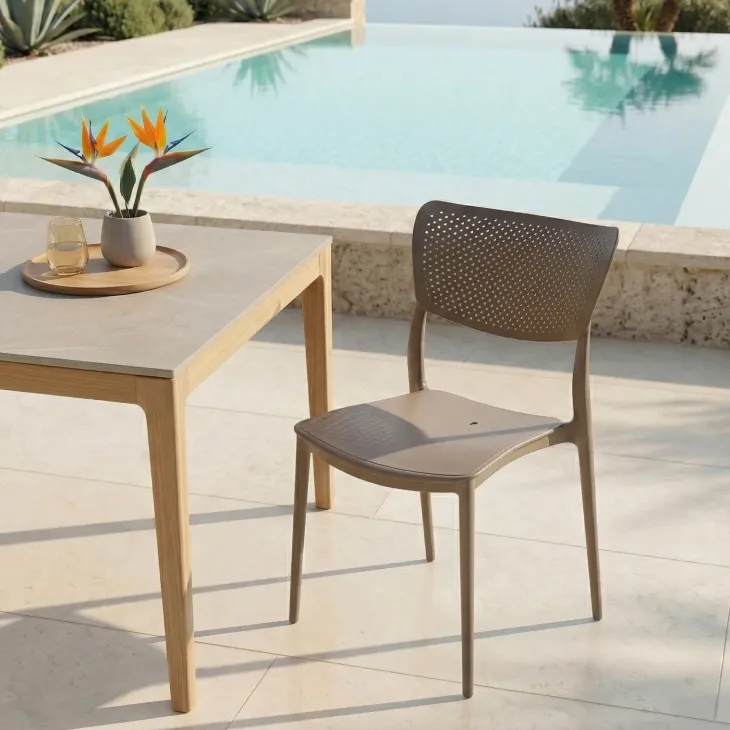 Sedia da giardino esterno bar dehors impilabile plastica tortora Aura