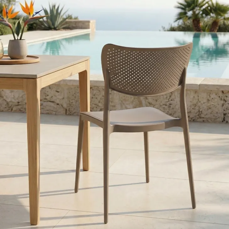Sedia da giardino esterno bar dehors impilabile plastica tortora Aura