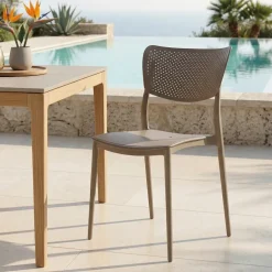 Sedia da giardino esterno bar dehors impilabile plastica tortora Aura