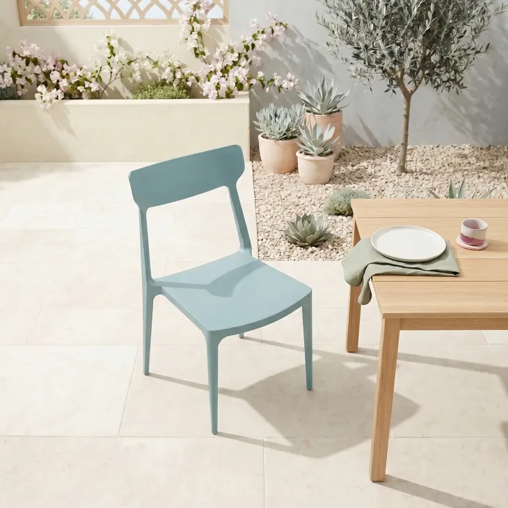 Sedia da giardino esterno bar dehors impilabile polipropilene verde chiaro Hans