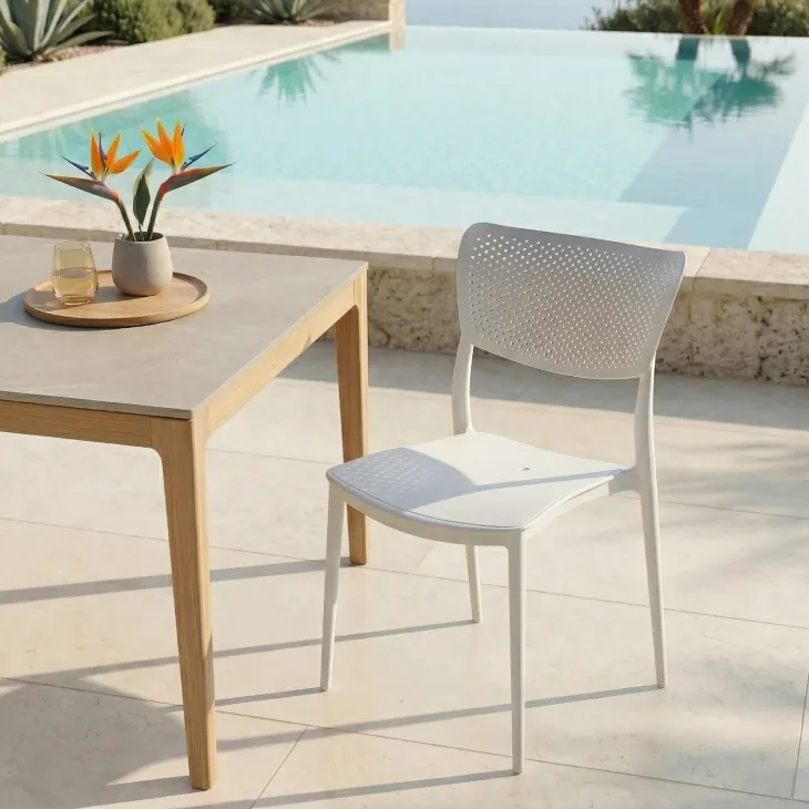 Sedia da giardino esterno bar dehors impilabile polipropilene bianco Aura