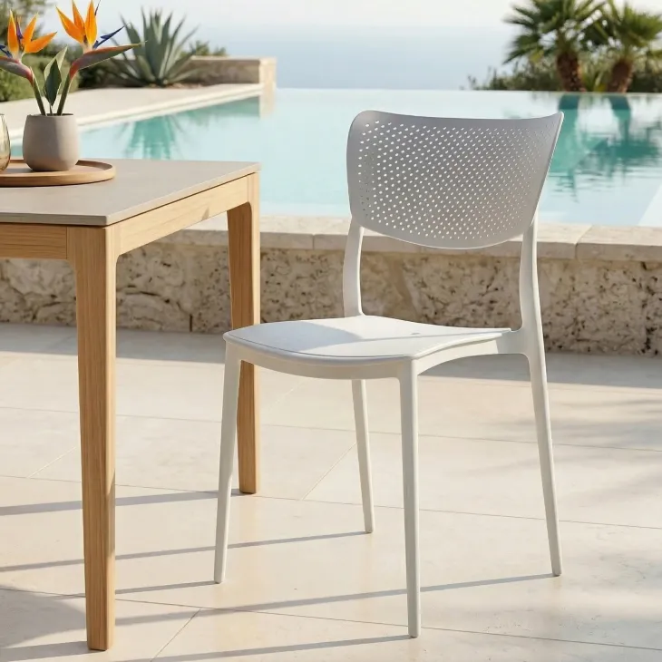 Sedia da giardino esterno bar dehors impilabile polipropilene bianco Aura