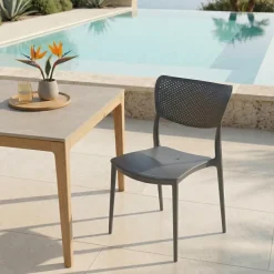 Sedia da giardino esterno bar dehors impilabile polipropilene grigio antracite Aura