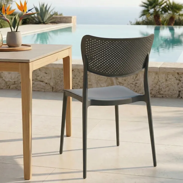 Sedia da giardino esterno bar dehors impilabile polipropilene grigio antracite Aura