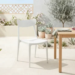 Sedia da giardino esterno bar dehors impilabile polipropilene bianco Hans