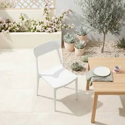 Sedia da giardino esterno bar dehors impilabile polipropilene bianco Hans