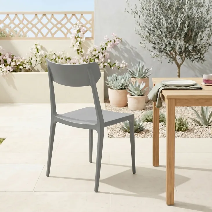 Sedia da giardino esterno bar dehors impilabile polipropilene grigio Hans