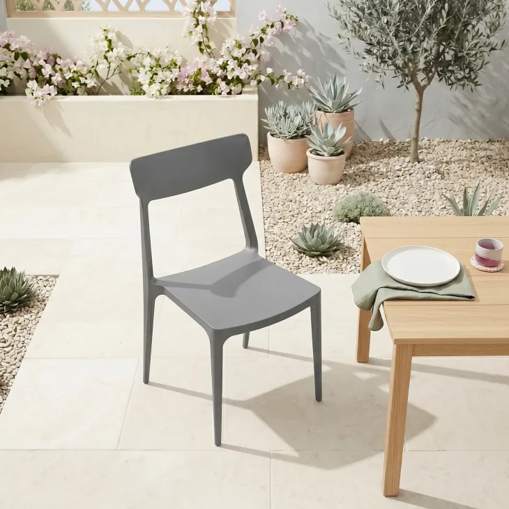 Sedia da giardino esterno bar dehors impilabile polipropilene grigio Hans