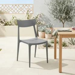 Sedia da giardino esterno bar dehors impilabile polipropilene grigio Hans