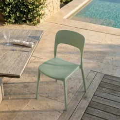 Sedia da giardino esterno bar dehors impilabile polipropilene verde salvia Halyard