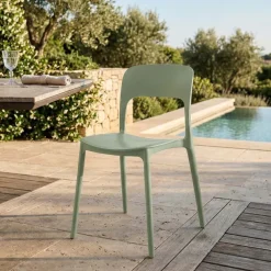 Sedia da giardino esterno bar dehors impilabile polipropilene verde salvia Halyard