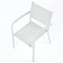 Sedia da giardino impilabile con braccioli tondi in alluminio e textilene bianco Brezza