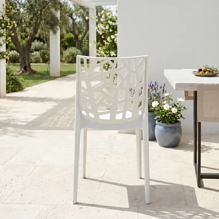 Sedia da giardino impilabile in polipropilene bianco India