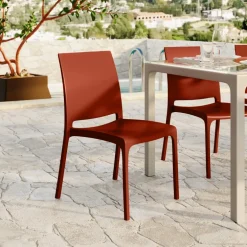 Sedia da giardino impilabile polipropilene rosso mattone Tape Gihome®