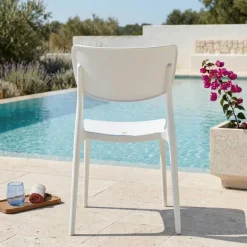Sedia da giardino impilabile esterno bar dehors polipropilene bianco Tania