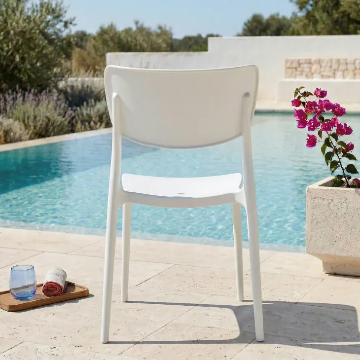 Sedia da giardino impilabile esterno bar dehors polipropilene bianco Tania