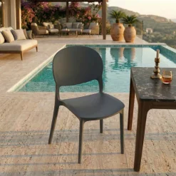 Sedia da giardino impilabile esterno in polipropilene grigio Pixel