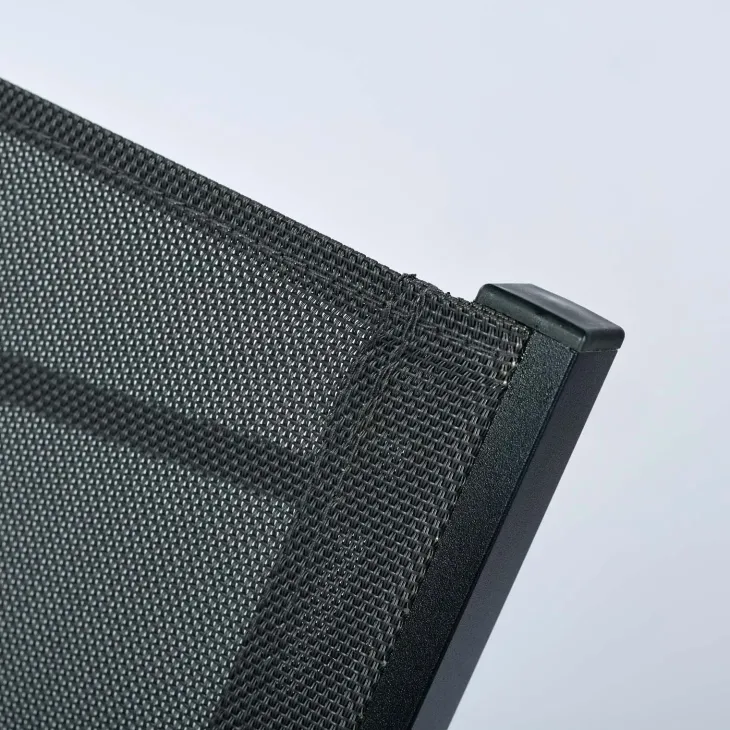Sedia da giardino impilabile con braccioli quadrati in alluminio antracite e textilene grigio Brezza