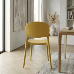 Sedia da pranzo impilabile in polipropilene giallo senape Pixel