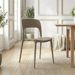 Sedia da pranzo impilabile moderna polipropilene tortora Halyard