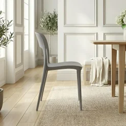 Sedia da pranzo impilabile moderna polipropilene grigia Halyard