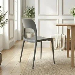 Sedia da pranzo impilabile moderna polipropilene grigia Halyard