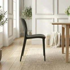 Sedia da pranzo impilabile moderna polipropilene nera Halyard