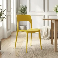 Sedia da pranzo impilabile moderna polipropilene gialla Halyard