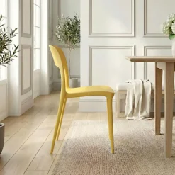 Sedia da pranzo impilabile moderna polipropilene gialla Halyard